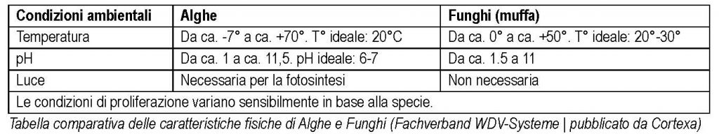 OCndeizioni di formazione alghe e muffe