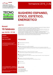 Tecnsougheri parlerà di sughero presso l'Ordien degli Architetti di Monza 